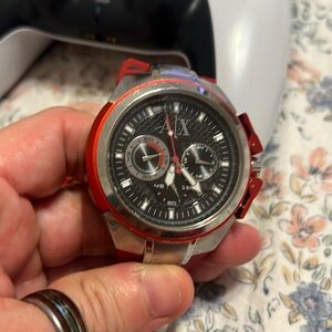 quartz 

ARMANI EXCHANGE MEN CHRONOGRAPH WATCH NEW RUBBER STRAP PRE OWNED 1040